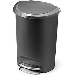 Simplehuman CW1357 50 litres, Poubelle Demi-Lune à pédale, Gris Noir, 50L