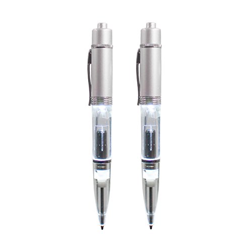Glowseen LED-Licht Stift Light up Pen Licht für Nacht Schriftsteller mit extra Stift Minen,2per-pack,Weiß