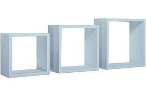 MODULARREDO | INCUBO Set di 3 Mensole da Muro, Cubi Arredo, Mensole Cubo, Cubi da Parete, 35x35 p15.5 cm 30x30 p15.5 cm e 25x25 p15.5 cm, Blu Baltico, Kit Tasselli Incluso - Made in Italy
