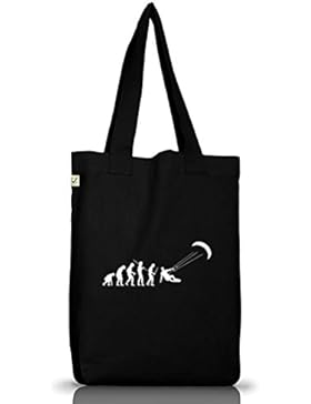Shirtstreet24, EVOLUTION KITESURFEN, Kitesurfer kiten Jutebeutel Stoff Tasche Earth Positive, Größe: onesize,Black