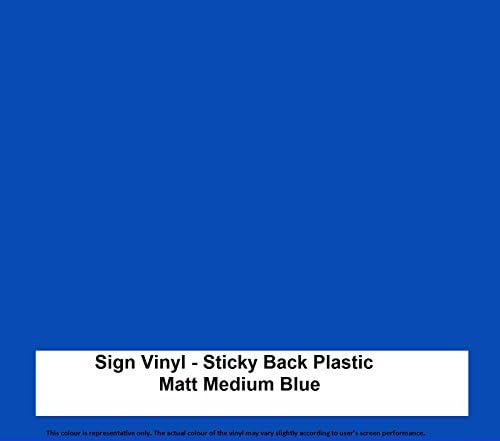 5 Metre x 610MM Roll of MATT MEDIUM BLUE Sticky Back Plastic Self Adhesive Vinyl Sign Making Quality. This product is available in 33 colours GLOSS or MATT finish. Like Fablon. Suit Wall Art