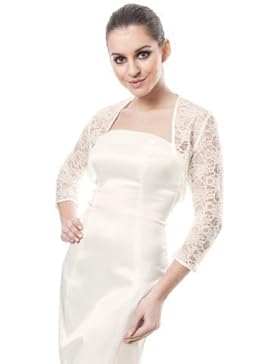 Braut Abend Party Hochzeitsjacke Weiche Spitze Bolero Jacke fur Damen Cocktail-Jacke mit 3/4 langer Armel, Bolerojackchen