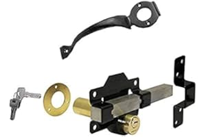 Haven Heritage® - Long Throw Gate Lock Double Set with Dual-Side Handle, Security Rim Lock for Wooden Gates, Wooden Garden Gates, Stainless Steel with 5 Keys, 70mm