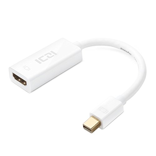 ICZI Mini DisplayPort auf HDMI Adapter, vergoldet Stecker, Male zu Female für Macbook, Chromebook Pixel, Surfacebook und Mehr (1080P, Weiß)