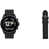 Smartwatch Fossil Gen 6 da Uomo, in Acciaio Inossidabile Nero con Cinturino a Rete in Acciaio Inossidabile Nero, FTW4066 + Ci