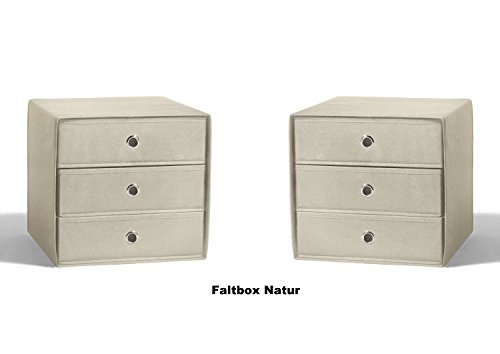 Faltbox 2-er Set mit 3 Schüben Faltboxen Organizer Aufbewahrungsbox Schubkästen (Natur) - 5