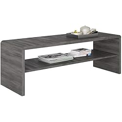 IDIMEX Table Basse LOUNA, Table de Salon rectangulaire ou Meuble TV de 100 cm avec 1 étagère Espace de Rangement Ouvert, en mélaminé décor Bois Gris cendré