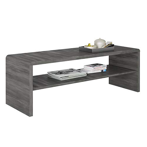 IDIMEX Table Basse LOUNA, Table de Salon rectangulaire ou Meuble TV de 100 cm avec 1 étagère Espace de Rangement Ouvert, en mélaminé décor Bois Gris cendré
