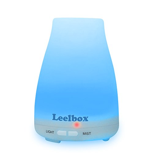 Leelbox Luftbefeuchter Aroma Diffuser Raumbefeuchter Duftzerstäuber Duftöldiffusoren 100ml Ätherisches Öl Diffuser mit 7 Farbwechsel Geeignet für Yoga Salon Spa Wohn-, Schlaf-, Bade- oder Kinderzimmer Hotel