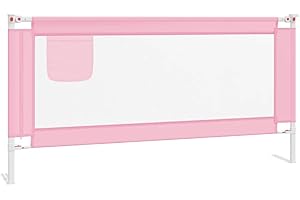 vidaXL Barandilla de Seguridad Cama de Niño Protección Cuna Bebé Guardería Dormitorio Habitación Protector Riel Barrera Rosa Tela 180x25 cm