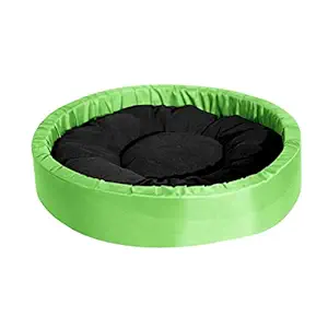 Hiputee Reversible Round Shape Polyester Fabric Cat Dog Pet Bed (Large, Neon Green-Black)