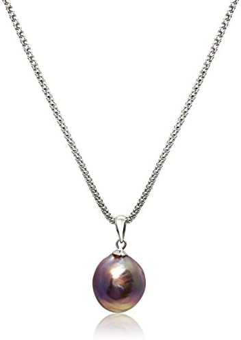 Lustrous Rainbow 'Violet Purple' Baroque Pearl Pendant Sterling Silver Long Chain