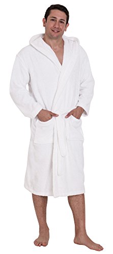 John Christian - Albornoz de rizo 100% algodón con capucha para hombre - Blanco (XL)