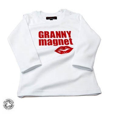 Granny Magnet Red T-shirt L/S Funny Kids T-shirt,0-6 months