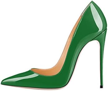 SexyPrey Women's Big Size Patent Stiletto High Heels Pointed Toe Pumps Shoe for Party Dress Green Patent Uk12