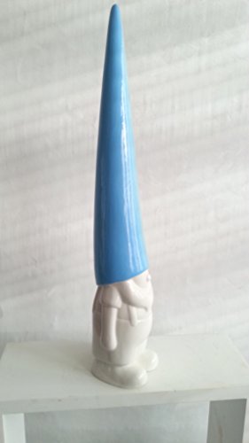 Deko Zwerg, Gartenzwerg blau-weiß, aus Keramik, 37 cm hoch - 3