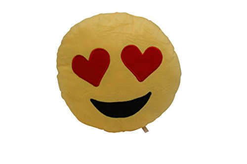 ocona© Emoticon Dekokissen „Emoji verliebt/in love“ Lach Smiley whatsapp Stuhlkissen Sitzkissen Plüsch Polster rund, Durchmesser 25 cm, gelb - 4