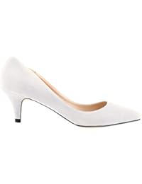WanYang Mujer Moda Clasico Bajo Tacón Bajo de Aguja Pointed Toe Trabajo Vestir Zapatos de Tacón