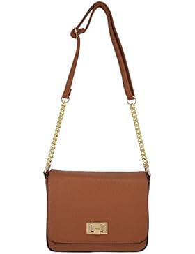 CRAZYCHIC - Damen kleine Umhängetasche - Tasche mit Gold Drehkreuz verschluss - Saffiano Leder imitat Schultertasche...