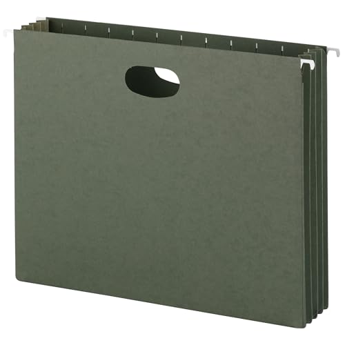 3 1/2 Inch Hanging File Pockets with Sides, Letter, Standard Green, 10/Box