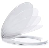 💫UNIVERSAL TOILETTENSITZ: Der absenkbarer Klositz Set / Toilettenbrille Weiss aus langlebigen Duroplast Kunststoff ist ideal für jede Art von Standard Toilette. Größe: 44cm x 35,5cm x 5,5cm