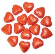 ORANGE FOIL CHOCOLATE LOVE HEARTS WEDDING FAVOURS X50