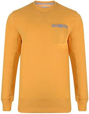 Mens Tokyo Tigers Crew Neck Sweatshirt With Contrast Elbow Patches. Style Name - Ishikari. In Honey Gold Marl Size - Large
