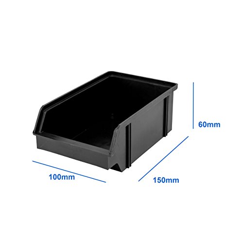 10 Stück Set Stapel – Aufbewahrungs – Box Stapelboxen Stapelbar Farbe schwarz aus Kunststoff Sichtlagerkasten - 3
