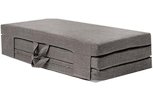 Fun!ture Double Foldable Z Bed Mattress | Indoor Portable Folding Sofa Bed | For Living Room & Bedroom | Great For Sleepover & Guests | Soft & Comfy Futon Set With Carry Handles (Slate Grey)