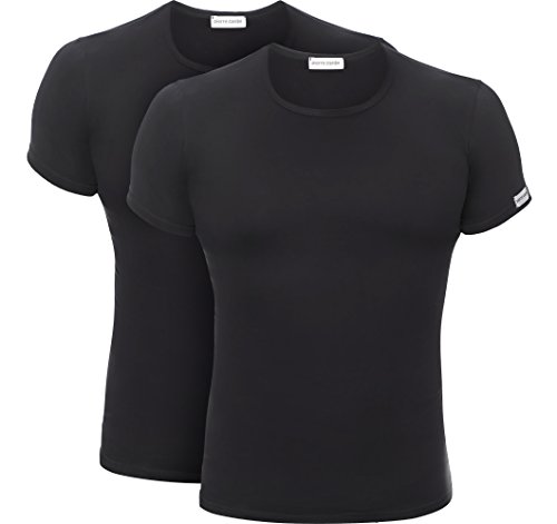 Pierre Cardin Mens 2 Pack T-Shirt PC0001 (Black, XXL)