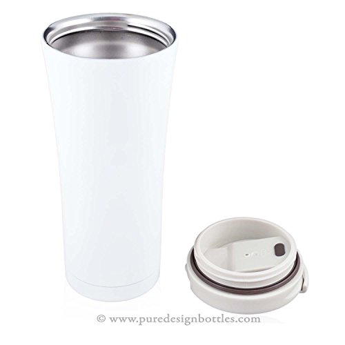 Isolierbecher Edelstahl mit Deckel to go 450 ml (0,45 Liter) Matt-weiß. Thermos Auslaufsicher Kaffee to go Becher – 100% Geld-zurück-GARANTIE - 4