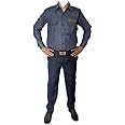 REGALIA Men's Security Guard Uniform (Grey Shirt - Blue Matty Trouser/Pant) with Complete Accessories Set & Labels (Waist 38 Inch), EACH