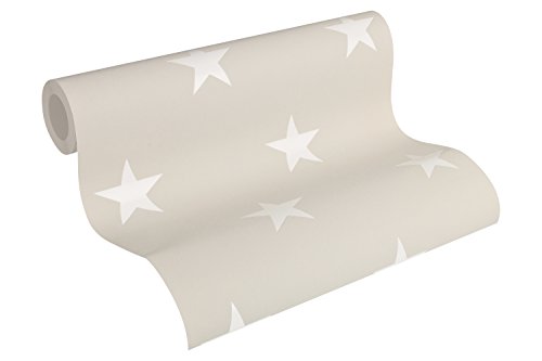 Michalsky Living 325214 Metropolis High Rise - Papel pintado de material no tejido (10,05 m x 0,53 m), diseño de estrellas, en gris y blanco, fabricado en Alemania, 325214 32521-4