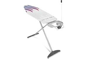 Vileda Total Reflect Plus - Tabla de Planchar para estación de Planchado al Vapor, Superficie de Planchado extraancha, 130 x 44 cm, Altura Regulable 80-97 cm, Color Gris-púrpura-Azul, Paquete