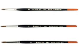 Pinceau Raphael Series 8404,kolinsky Rouge Sable Pinceau,Set 3 pcs,Taille 2/0, 1, 2 (Raphael France) et Da Vinci Série 373