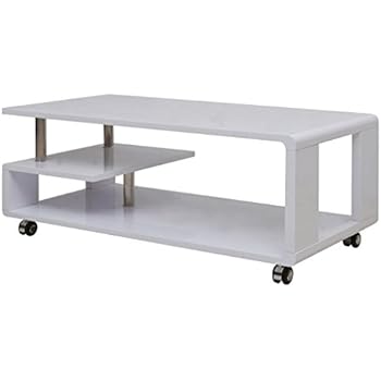 Couchtisch weiß Hochglanz mit Rollen quadratisch: Amazon.de: Küche