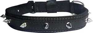Adios Dog Belt Combo of Nylon Black Dog Spike Collar/Dog Collar for Your Pet Dogs.