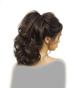 Alizz Cute Small Brownn curly pony tail hair extension wig (volume increaser/ volumizer nakli baal like real hair, artificial hair synthetic Hair wig juda wig also Good for thin hair people