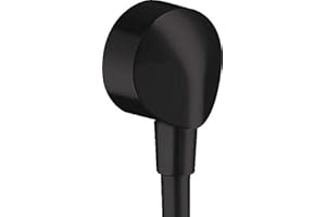 hansgrohe Conector de pared FixFit E, conector de manguera, sin válvula antirretorno, ángulo de conexión de metal, color negro mate