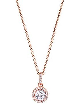 XENOX XS7362R Damen Collier Silver Circle rosé Sterling-Silber 925 Rose weiß Zirkonia 45 cm