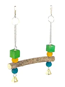 KSK Bird Swing Natural Wood Perch cage Accessories Bird Swings for Cockatiels Bird Swing for Parakeets Small Medium Pet Bird Lovebird Budgie Handmade Wooden Blocks beeds Bird Toys cage Accessories