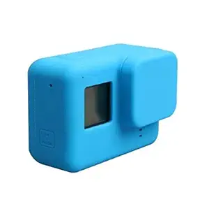 Action Pro Silicone Rubber Case + Lens Protective Cap Cover Compatible with GoPro Hero 7 6 5 Action Camera (Blue)