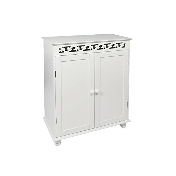 woodluv MDF Fretwork Double Door Freestanding Storage Cabinet Furniture-White, Wood, 65x35x76 cm
