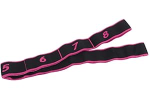 ZERONE Fitness Elastic Band Yoga Pilates Training Strap 8 Sections Yoga Band for Body Stretching Warming -Up (Rose red)