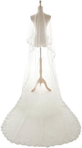 Angelbridal 1T Lace Cathedral Wedding Veil Long Bridal Veils Wedding Dress Accessories VL009 Ivory