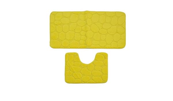 Badvorleger Badematten Badezimmermatten 2 Teilig Duschmatte Badteppich 2er Set Gelb 100 Polypropylen 3d Stein Motiv 3d Stein Optik Waschmaschinen Geeignet Und Antiallergisch Amazon De Kuche Haushalt