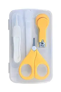 Alya Baby Grooming Essential Nail Pedicure Manicure Cutter Safety Kit 4 IN 1 Combo With Cute Portable Travel Transparent Protective Case Box For Toddlers/Infants/New Borns| Best Unique Baby Shower Gift(0 Months+,YELLOW)