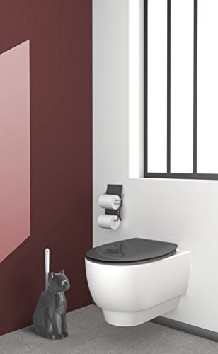 Gelco 707362 Tiere Toilettenbürstenhalter Katze Keramik und Kunststoff Carbon 28 x 16 x 12,5 cm - 3