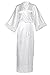 Produktbild ArtiDeco Damen Morgenmantel Maxi Lang Seide Satin Kimono Kleid Einfarbiger Bademantel Damen Lange Robe Schlafmantel Girl Pajama Party 135 cm Lang (reines Weiß)