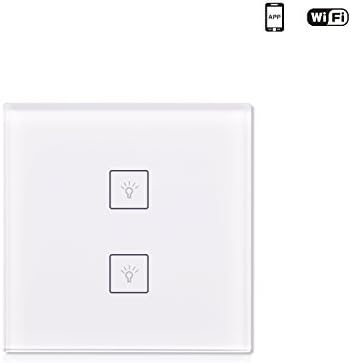 WiFi Smart Light Switch Wall Timer Wireless Remote Control,Compartible with Alexa and Google Home,IFTTT,2 Gang,App Controlled,No Hub Required (Switch-2 Gang)